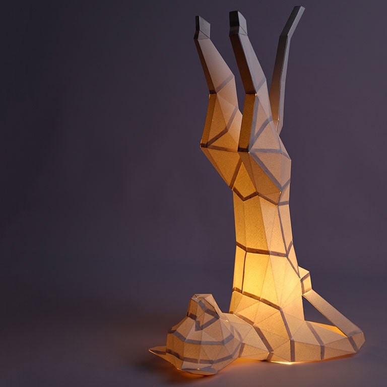 Yoga Cat 3D Paper Model, Lamp